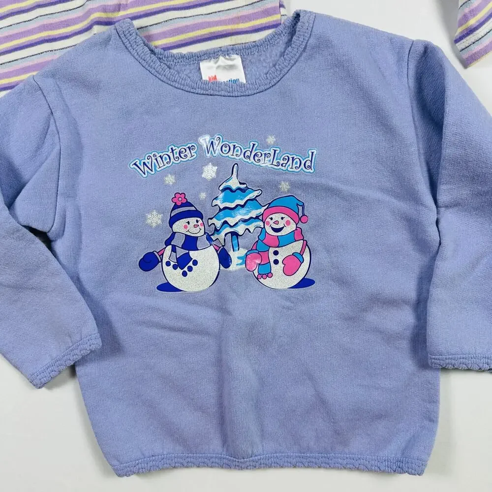 Vintage 1990s Kid Connection Winter Wonderland Sweater & Long Sleeve Top Bundle